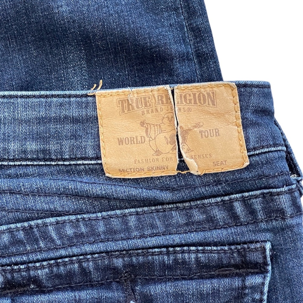 TRUE RELIGION Woman’s Low Rise Flap Pockets Distressed Skinny Denim Jean Size 28 - Picture 8 of 10